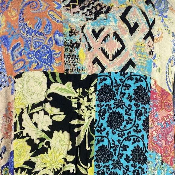 John Mark Embroidered Trim Patchwork Kimono Cardigan XL Blue Black Multi Color - Picture 6 of 11